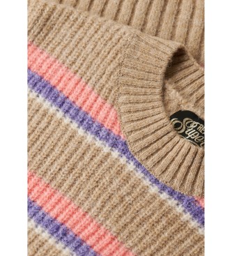 Superdry Beige striped round neck jumper