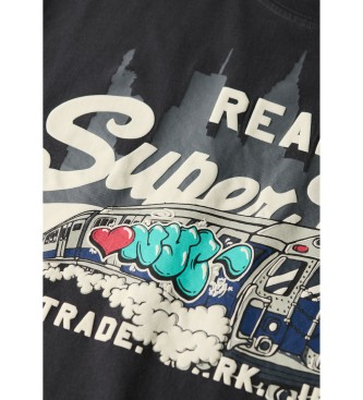 Superdry New York Vl Grafisch T-shirt zwart