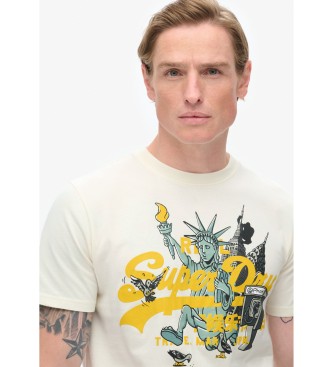 Superdry T-shirt grafica bianca di New York