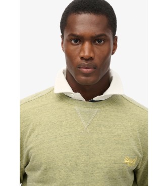 Superdry Sudadera de cuello redondo sobreteida jaspeada verde