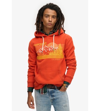 Superdry Felpa arancione con righe grafiche per esterni