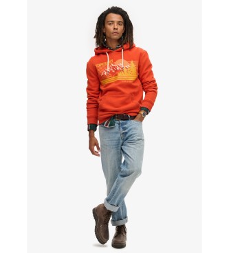 Superdry Felpa arancione con righe grafiche per esterni