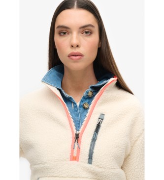 Superdry Zunaj Fleece Polovični flis z zadrgo Fleece beige