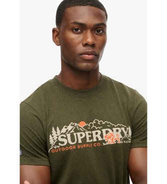 Superdry Koszulka Outdoor Scene Relaxed w kolorze zielonym