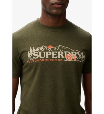 Superdry Koszulka Outdoor Scene Relaxed w kolorze zielonym