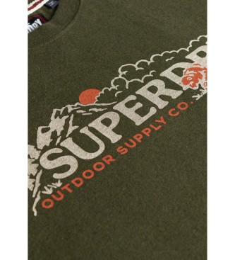 Superdry Koszulka Outdoor Scene Relaxed w kolorze zielonym