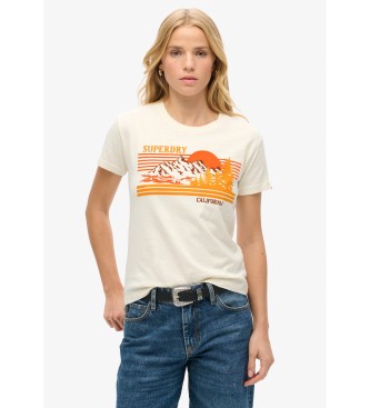 Superdry Gestreiftes schmal geschnittenes T-Shirt Outdoor wei