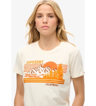 Superdry Gestreiftes schmal geschnittenes T-Shirt Outdoor wei