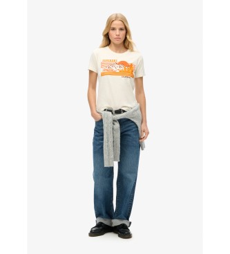 Superdry Gestreiftes schmal geschnittenes T-Shirt Outdoor wei