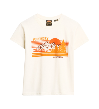 Superdry Gestreiftes schmal geschnittenes T-Shirt Outdoor wei