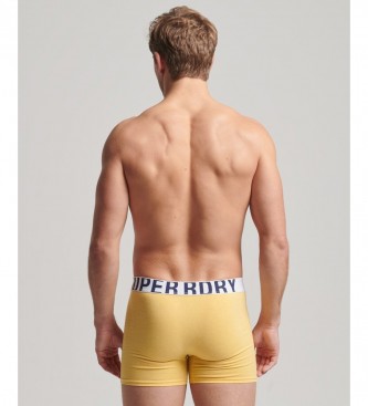 Superdry Pack of 2 boxer briefs in organic cotton with double logo yellow, blue