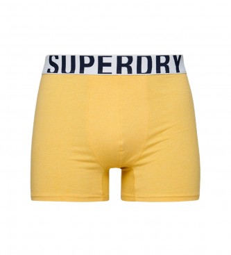 Superdry 2er-Pack Boxershorts aus Bio-Baumwolle mit Doppellogo gelb, blau