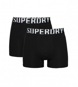 Superdry Pack de 2 cuecas boxer em algodo orgnico com duplo logtipo preto