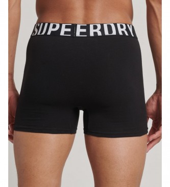 Superdry Pack of 2 organic cotton boxer briefs with double logo black