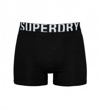 Superdry Pack de 2 cuecas boxer em algodo orgnico com duplo logtipo preto