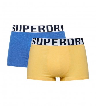 Superdry Conjunto de 2 cuecas de algodo orgnico com logtipo azul e amarelo