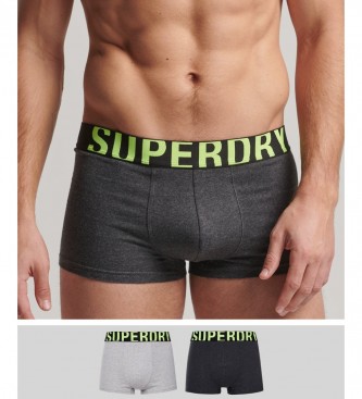 Superdry Confezione da 2 boxer in cotone biologico con logo grigio e nero