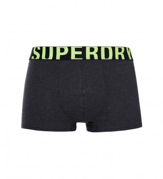 Superdry Confezione da 2 boxer in cotone biologico con logo grigio e nero