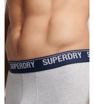 Superdry Lot de 2 caleons Boxer en coton bio jaune, gris