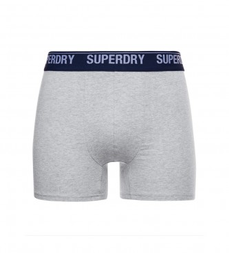 Superdry Confezione da 2 boxer in cotone biologico giallo, grigio