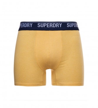 Superdry Lot de 2 caleons Boxer en coton bio jaune, gris