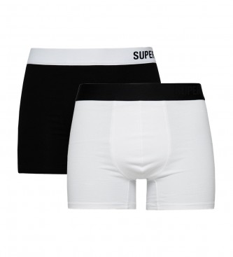Superdry Pack de 2 cuecas boxer em algodão orgânico branco, preto