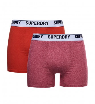 Superdry Pack de 2 cuecas boxer em algodo orgnico vermelho