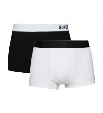 Superdry Zestaw 2 spodni z bawełny organicznej z logo poza środkiem, biały, czarny