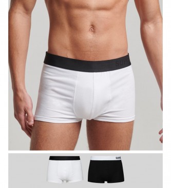 Superdry Lot de 2 pantalons en coton biologique avec logo dcentr blanc, noir