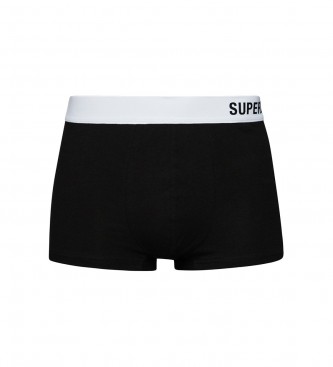 Superdry Pack of 2 organic cotton pants with off-centre logo white, black