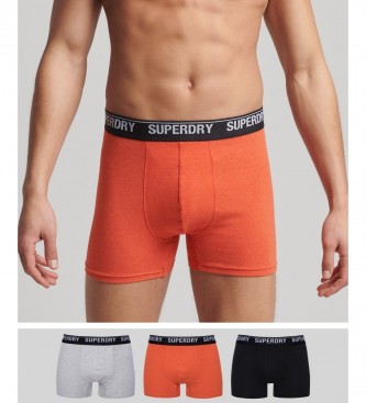Superdry 3er-Pack Boxershorts aus Bio-Baumwolle orange, grau, schwarz