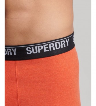 Superdry Pack de 3 cuecas boxer em algodo orgnico laranja, cinzento, preto