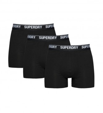 Superdry Embalagem de 3 cuecas de boxer em algodo orgnico preto
