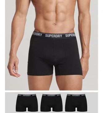Superdry Embalagem de 3 cuecas de boxer em algodo orgnico preto