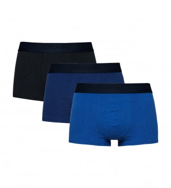 Superdry Conjunto de 3 cuecas boxer azuis de algodo orgnico