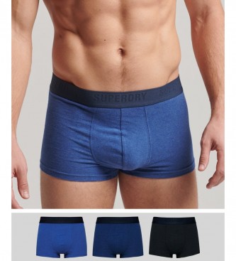Superdry Pack of 3 blue organic cotton boxer briefs