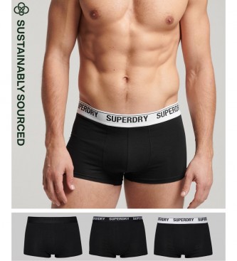 Superdry Set van drie zwarte boxershorts met logo