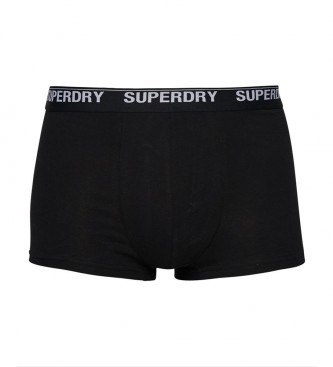 Superdry Conjunto de trs boxers com logtipo preto