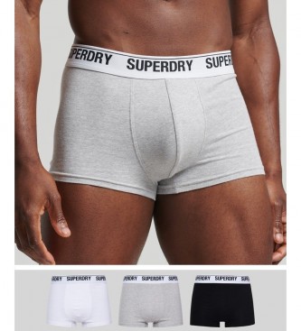 Superdry Pack of three logo boxer shorts black, white, grey