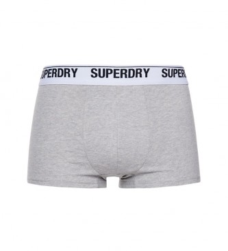 Superdry Confezione da tre boxer in cotone organico nero, grigio e bianco