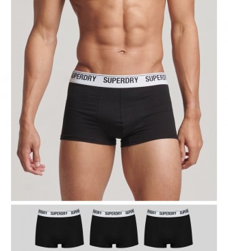 Superdry Pack of three black organic cotton boxers
