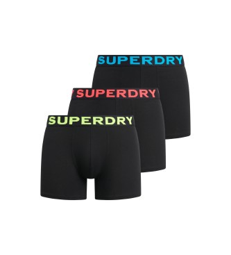 Superdry Paket 3 kratkih hlač Boxer črno besedilo