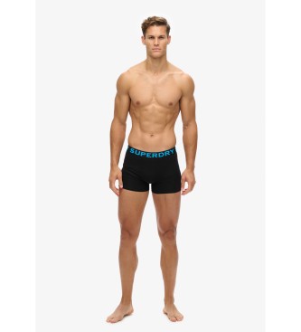 Superdry Paket 3 kratkih hlač Boxer črno besedilo