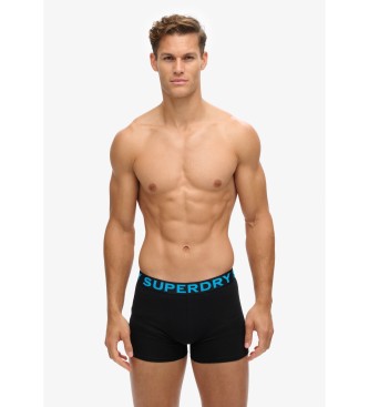 Superdry Paket 3 kratkih hlač Boxer črno besedilo