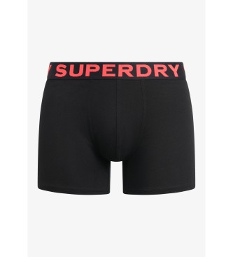 Superdry Paket 3 kratkih hlač Boxer črno besedilo