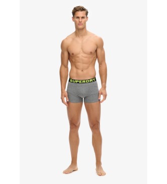Superdry Paket 3 kratkih hlač Boxer Text siva, črna