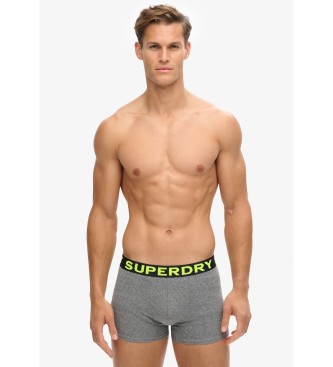 Superdry Paket 3 kratkih hlač Boxer Text siva, črna