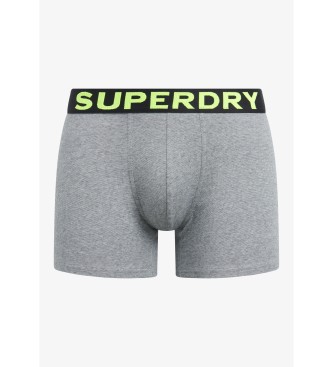Superdry Paket 3 kratkih hlač Boxer Text siva, črna