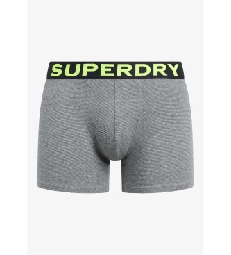 Superdry Paket 3 kratkih hlač Boxer Text siva, črna