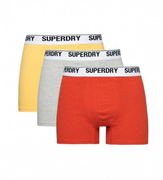 Superdry Frpackning med 3 boxershorts logo gul, gr, rd